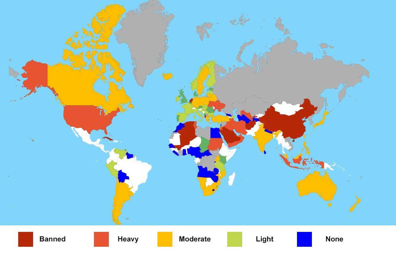 Map of Casino Regulations in Countries