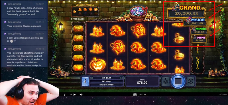4 Progressive Jackpots in Halloween Treasures slot