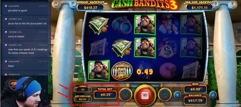 Cash Bandits 3 Slots Bet Setting