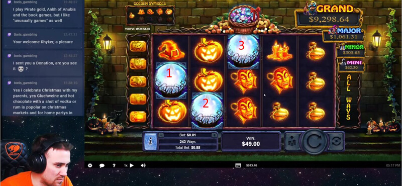 3 Scatters in Halloween Treasures slot