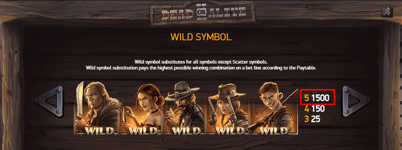Dead or Alive Wilds Paytable